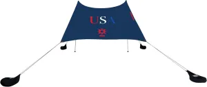 Neso Tents Beach Tent with Sand Anchor, Portable Canopy Sunshade - 7' x 7' - Patented Reinforced Corners (Red/White/Blue)