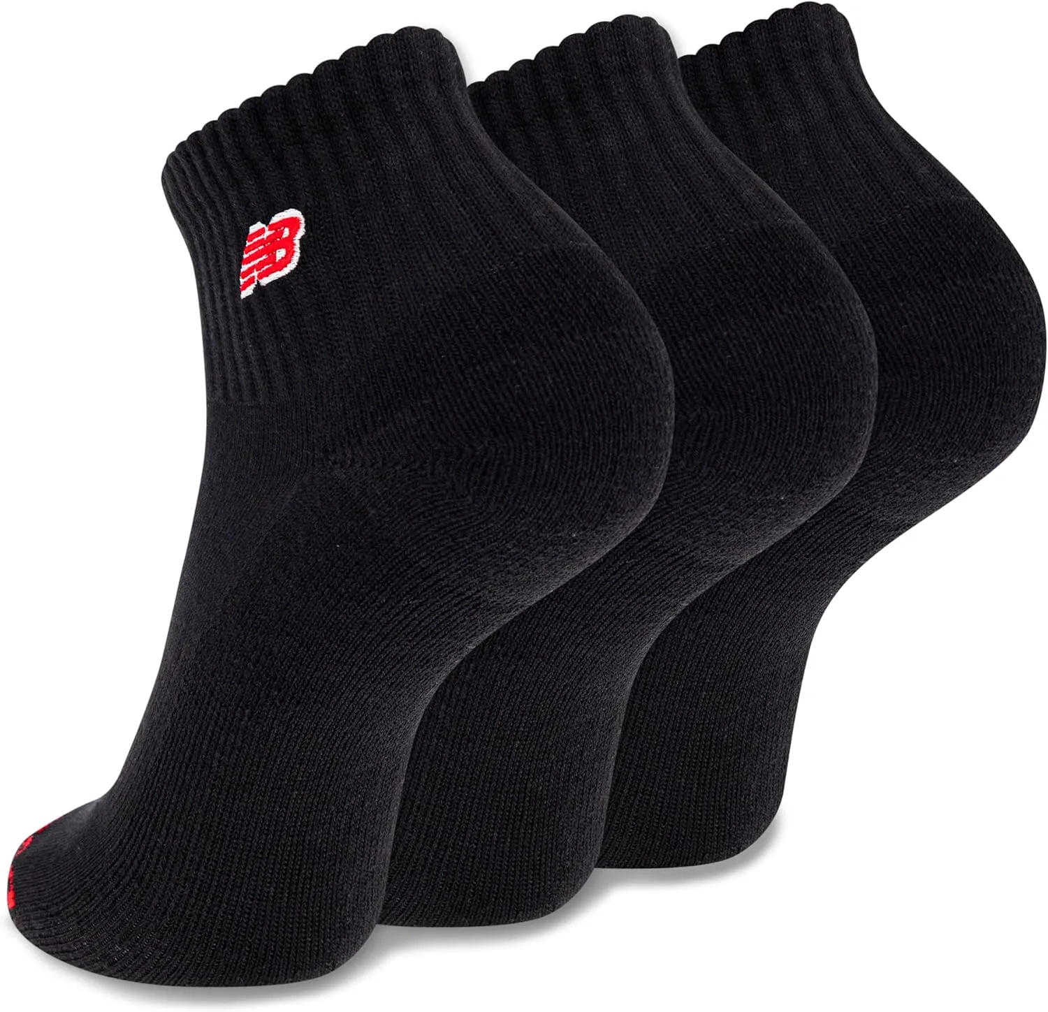 New Balance Patch Logo Ankle Socks-3 Pairs-Cushioned Moisture Wicking