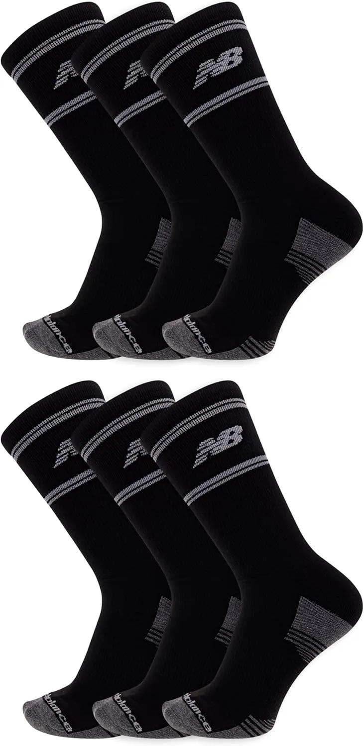 New Balance Performance Cushioned Crew Socks-6 & 12 Pairs-Moisture Wicking
