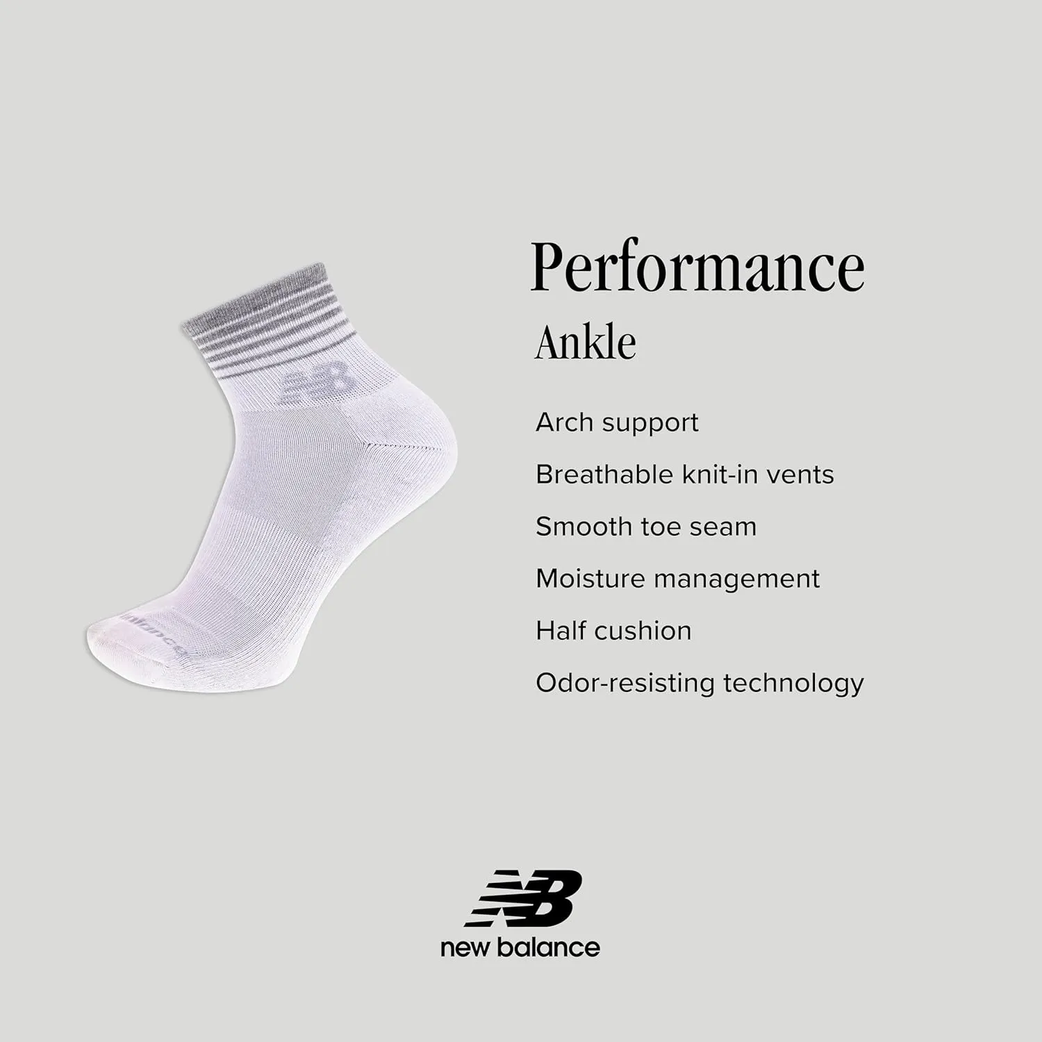 New Balance Women's Performance Cushioned Ankle Socks-6 Pairs-Moisture Wicking