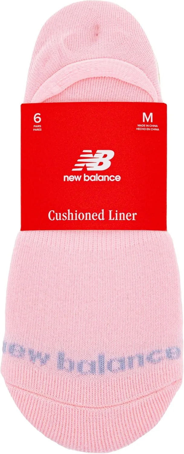 New Balance Women's Performance Cushioned Liner Socks-6 & 12 Pairs-Moisture Wicking