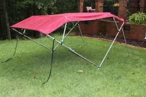 New Burgundy Vortex Pontoon/Deck Boat 4 Bow Bimini Top 12' Long, 97-103" Wide, 54" High, Complete Kit, Frame, Canopy, and Hardware