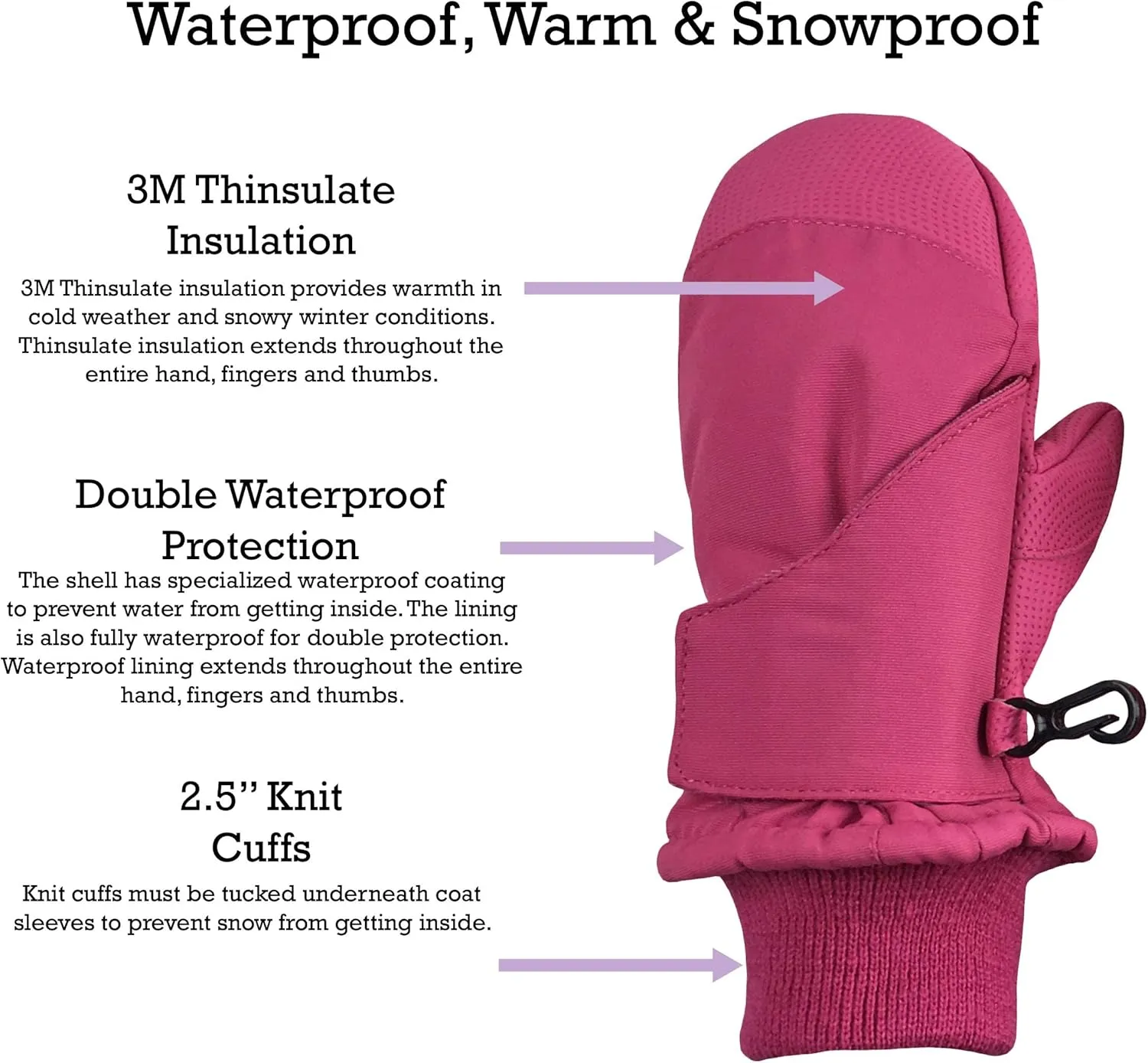 N'Ice Caps Kids Waterproof Snow Mittens Cold Weather Thinsulate Insulated
