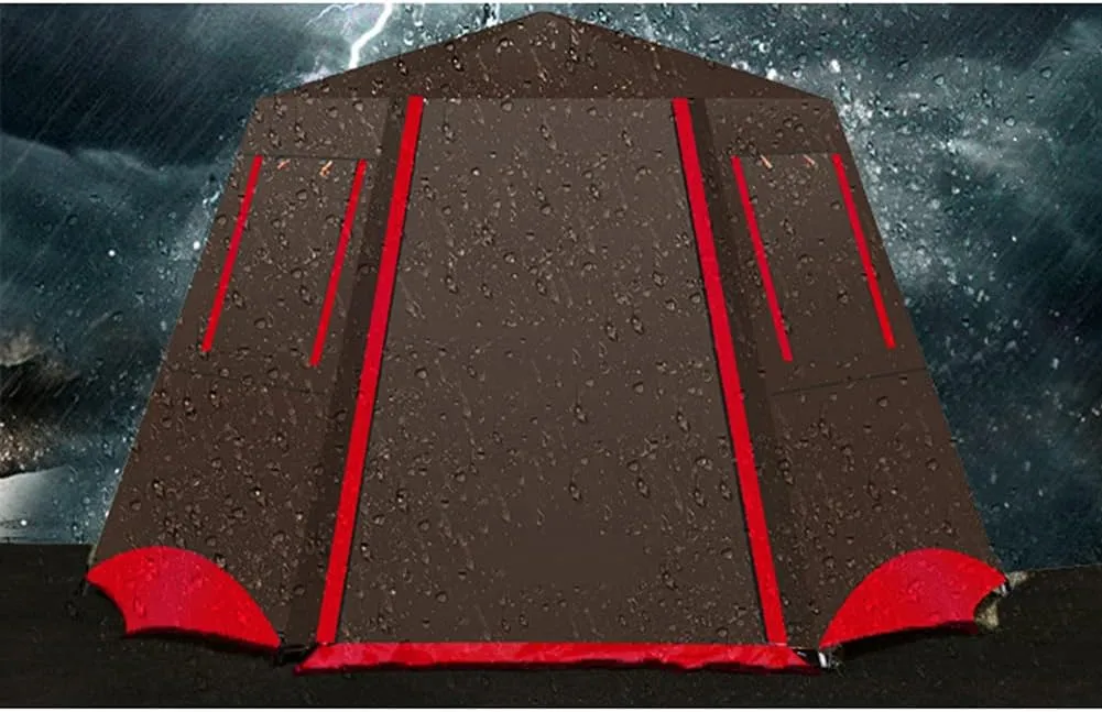 NIEH 3-4 Person Automatic Tent with Porch Camping Pop Up Tent with 2 Door and 2 Windows Double Layer Instant Family Tent for Camping Outdoor Hiking, Red