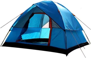 NIEH Camping Tent with Snow Skirt Large 3-4 Person Family Tent 4-Season Double Layer Dome Tent,Blue
