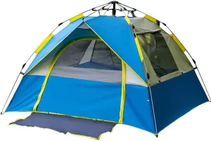 NIEH Outdoor Tent Double with Foot Pads, One Door and Three Windows, Camping Outing, Portable with Fake Double-Layer Weatherproof Automatic Tent