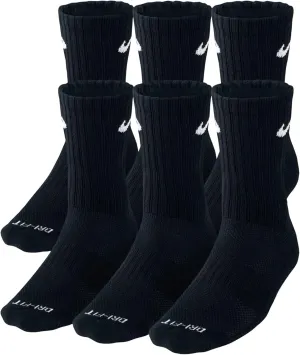 Nike 6 Pack Sports Dri-Fit Moisture Wicking Athletic Crew Socks Red Yellow Blue Green Purple Orange White