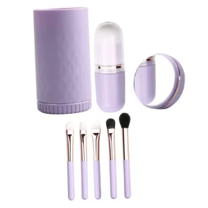 NOLITOY Rotating Makeup Brush Set for Women 6 Piece Mini Makeup Kit Blush Brush Portable Travel Beauty Supply