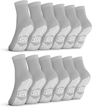 Non-Slip Grip Socks – 6 Pairs | Hospital Socks for Men & Women | Premium Anti-Skid for Adults