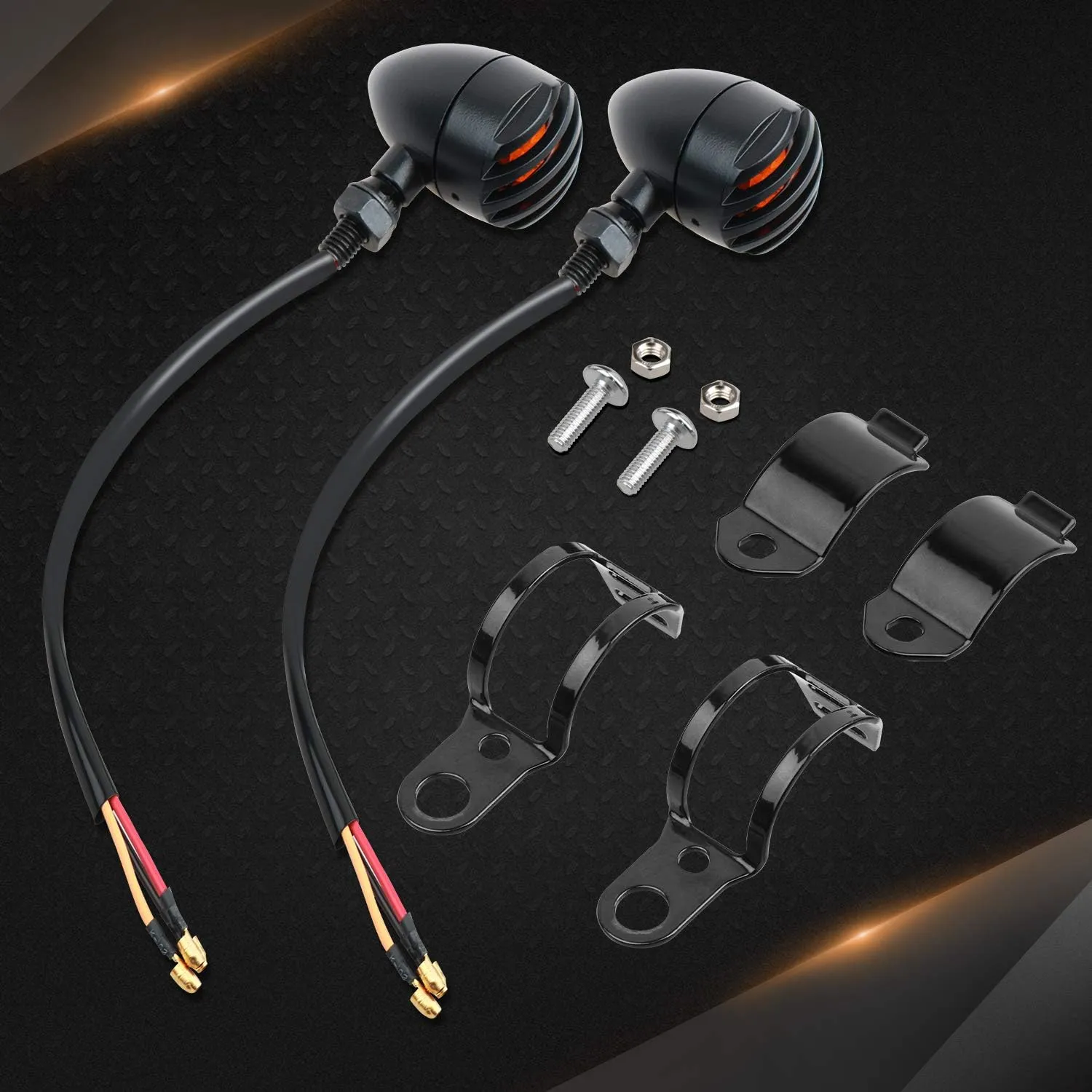 NTHREEAUTO Motorcycle Blinkers, Waterproof Aluminum Bullet LED Turn Signals, Universal Amber Indicator Light Compatible with Harley Dyna, Honda, Yahama, Bobber,Suzuki and Kawasaki 12V Motorbikes