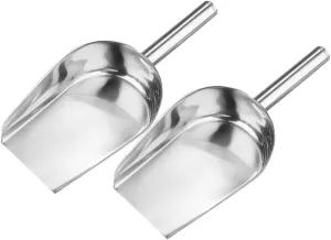Nut 2pcs Flat Bottom Stainless Steel Spatula Small Scoop Stainless Steel Scoop Pet Food Scoop Stainless Steel Ice Scooper Candy Scoop Snow Shovel Multipurpose Kitchen Spatula