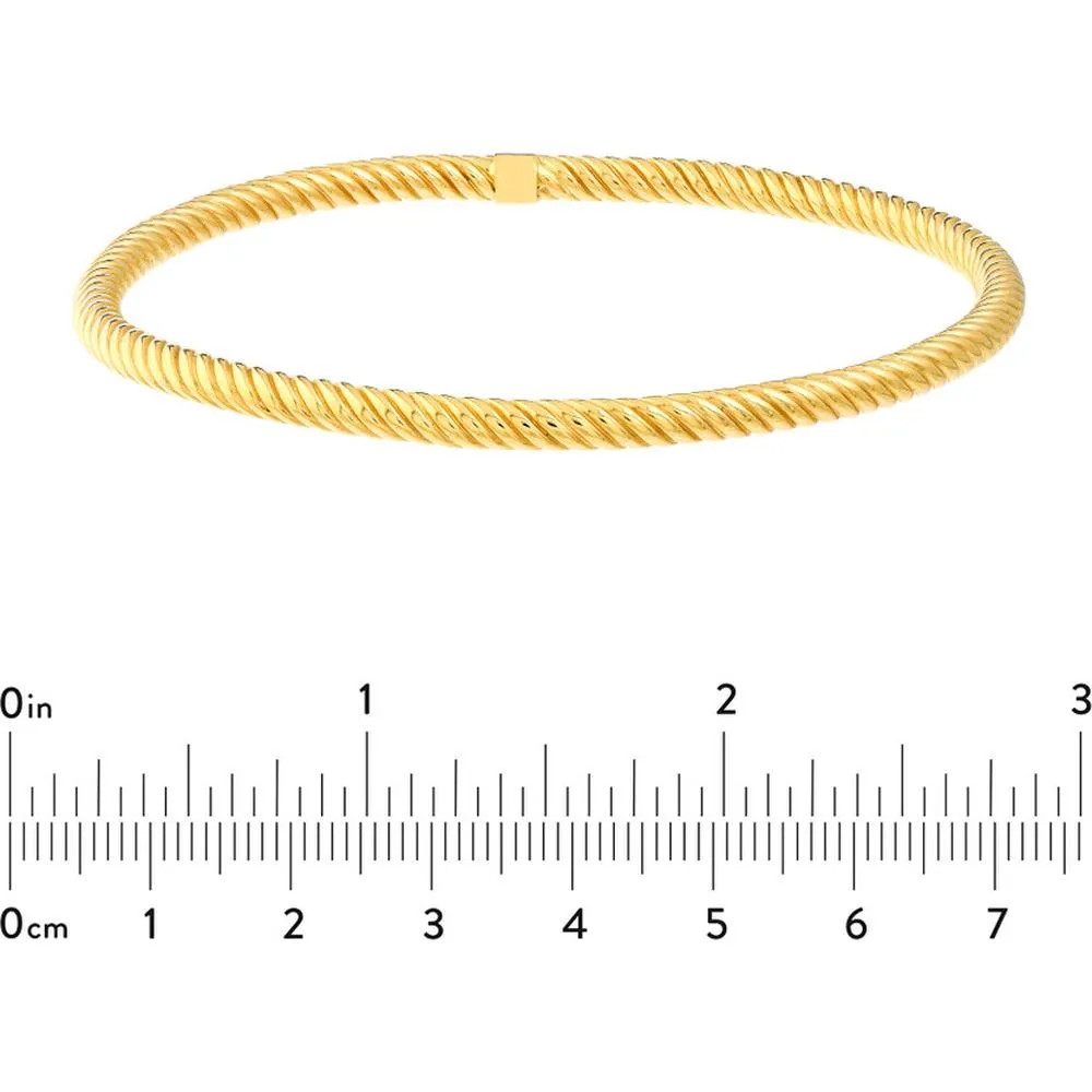Olas d'Oro - 14K Yellow Gold Slip-On Twisted Rope Tube Bangle - 3.80 Grams
