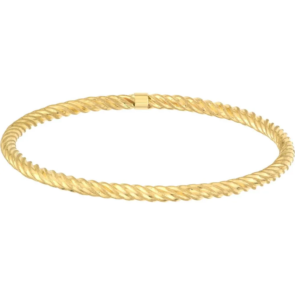 Olas d'Oro - 14K Yellow Gold Slip-On Twisted Rope Tube Bangle - 3.80 Grams