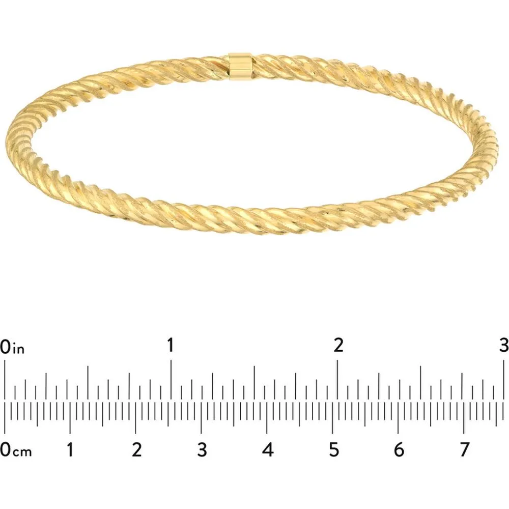 Olas d'Oro - 14K Yellow Gold Slip-On Twisted Rope Tube Bangle - 3.80 Grams