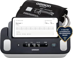 OMRON 2-in-1 Upper Arm Blood Pressure Monitor & 1-Lead EKG Monitor - Clinically Validated Blood Pressure Arm Cuff & Machine - Use OMRON Connect App