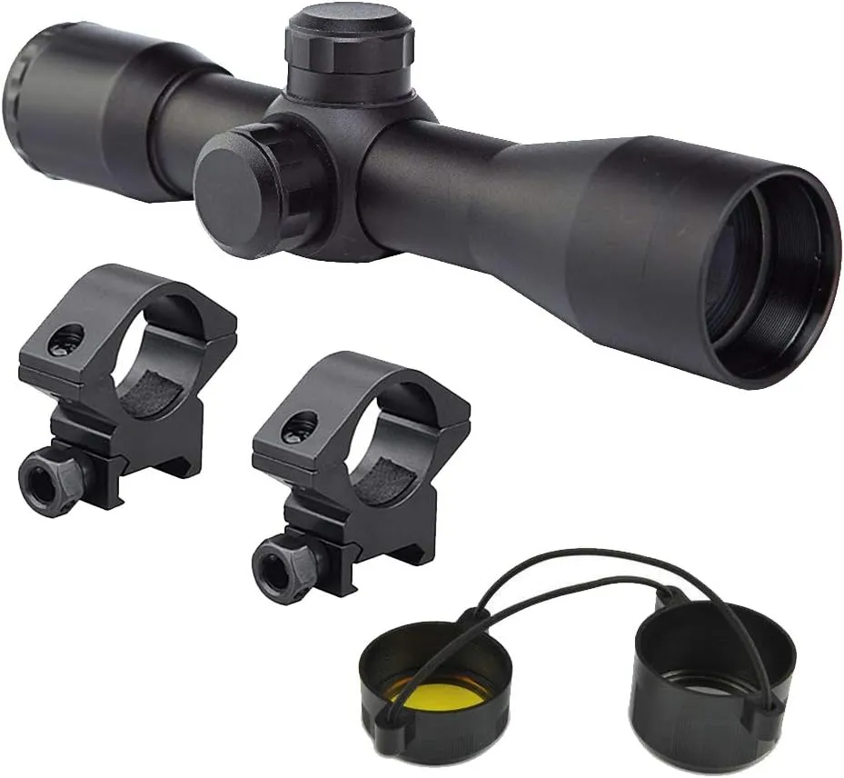 Optic Kit with Compact 4x30 Rifle Scope   Aluminum Ring Mounts Fits Hi-Point Carbine Mossberg Plinkster 715t Ruger SR22