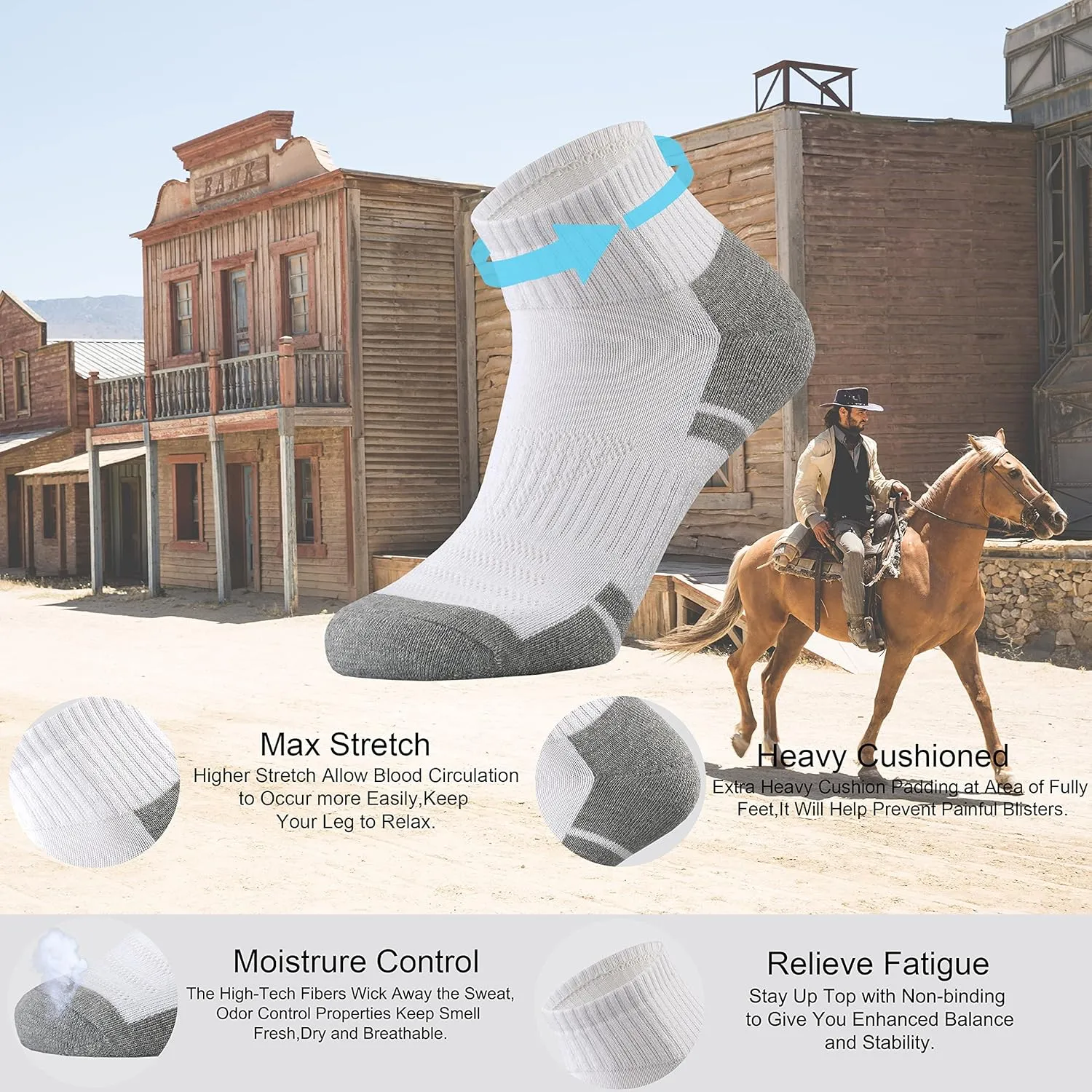 Ortis Cotton Moisture Wicking Mesh Ventilating Running Cushion Low Cut Socks for Men 10 Pack