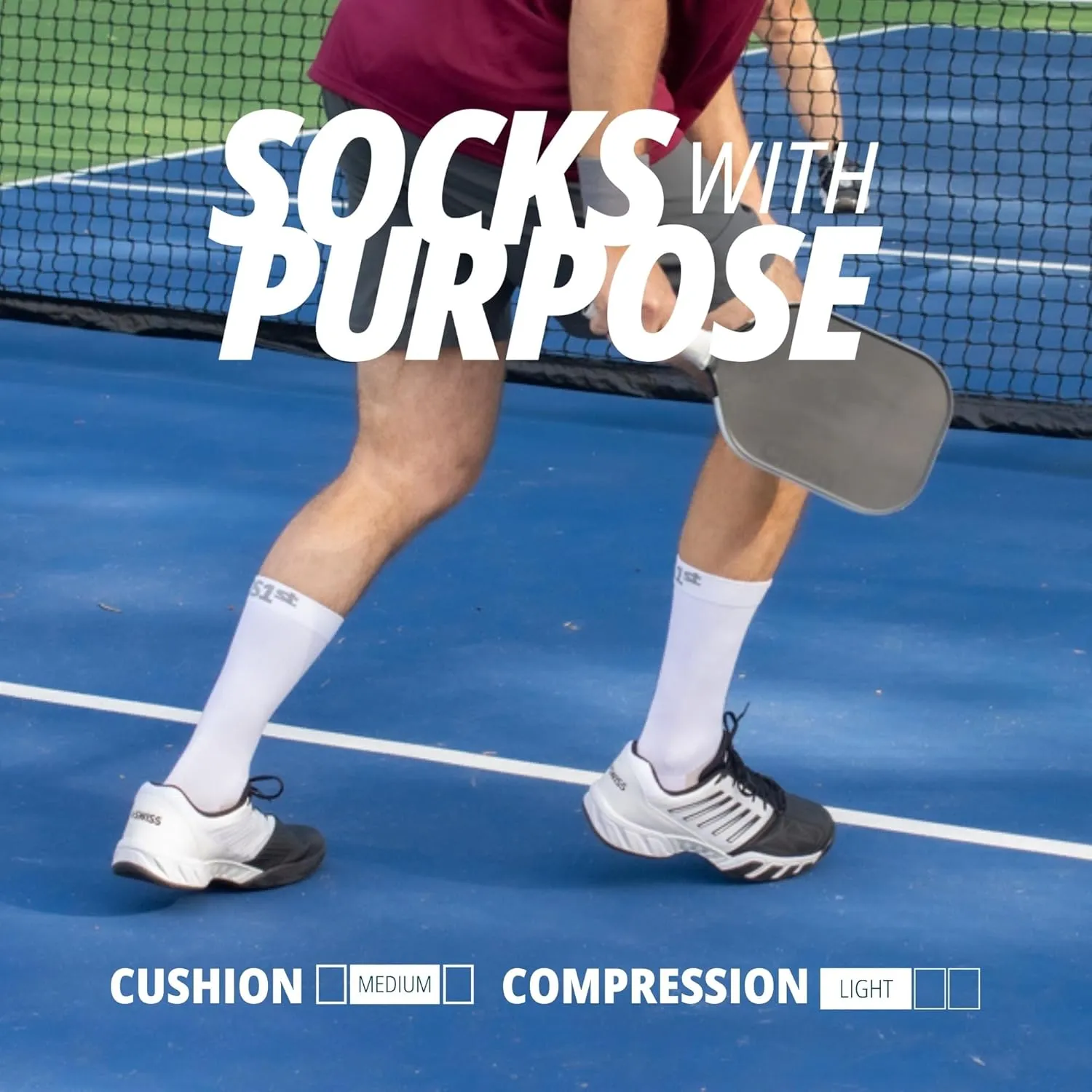 OS1st The Pickelball Sock 360 degree blister protection, comfortable, lightweight and moisture-wicking