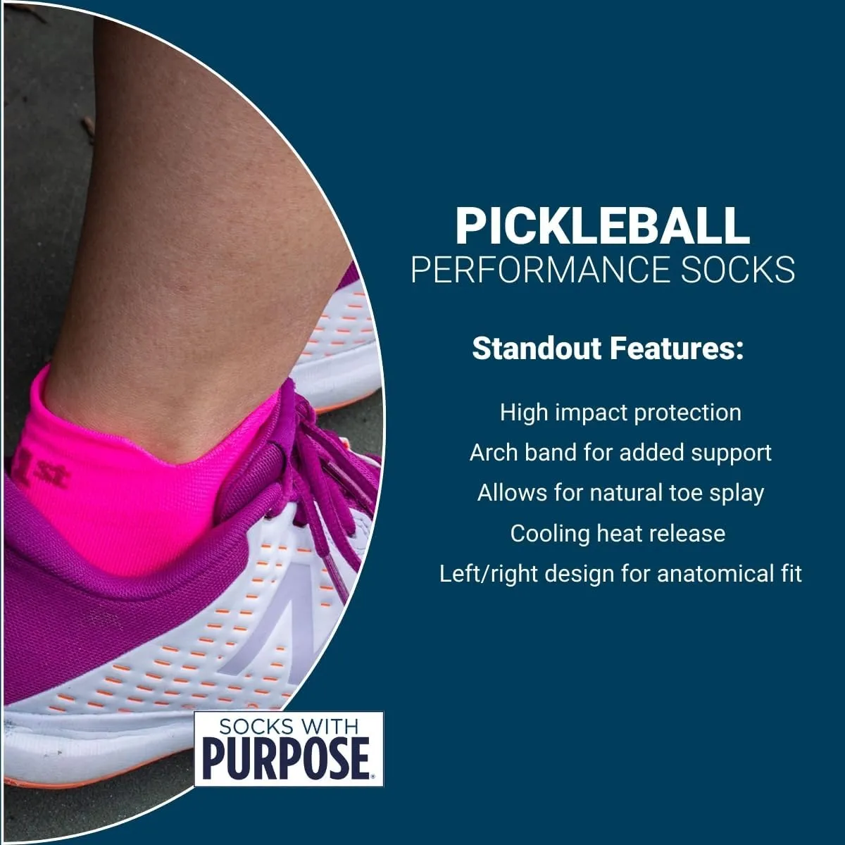 OS1st The Pickleball Sock with 360-degree blister protection, comfortable, lightweight and moisture-wicking | 3 Pack