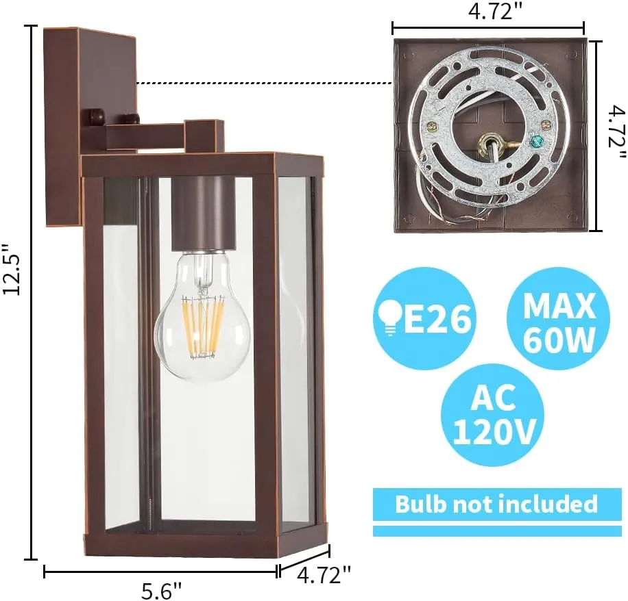 Outdoor Modern Wall Light Fixtures,Exterior Lighting Fixtures Wall Mount,Outside Porch Sconce Lights Waterproof,Wall Lamps for House,Patio,Front Door.Oil Rubbed Bronze,2 Pack