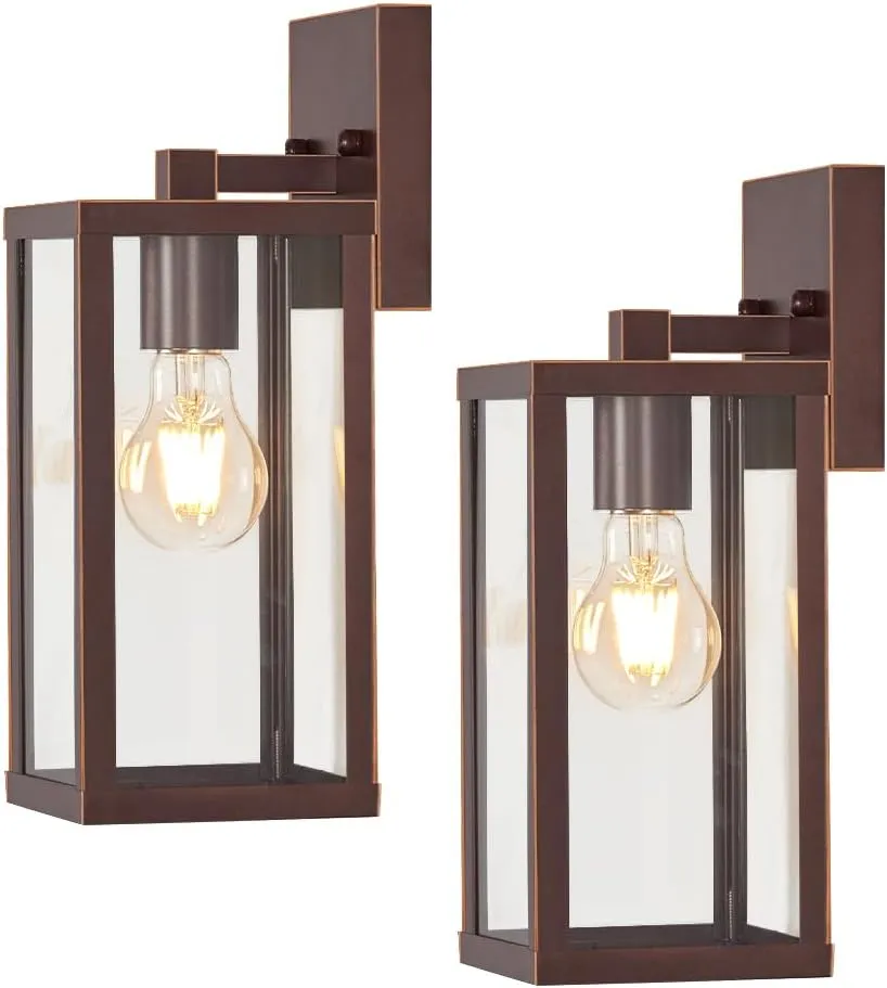 Outdoor Modern Wall Light Fixtures,Exterior Lighting Fixtures Wall Mount,Outside Porch Sconce Lights Waterproof,Wall Lamps for House,Patio,Front Door.Oil Rubbed Bronze,2 Pack