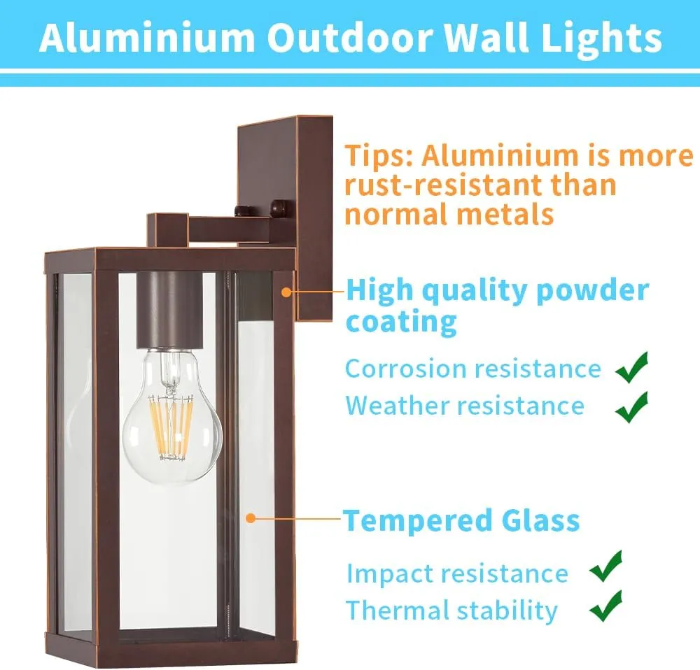 Outdoor Modern Wall Light Fixtures,Exterior Lighting Fixtures Wall Mount,Outside Porch Sconce Lights Waterproof,Wall Lamps for House,Patio,Front Door.Oil Rubbed Bronze,2 Pack