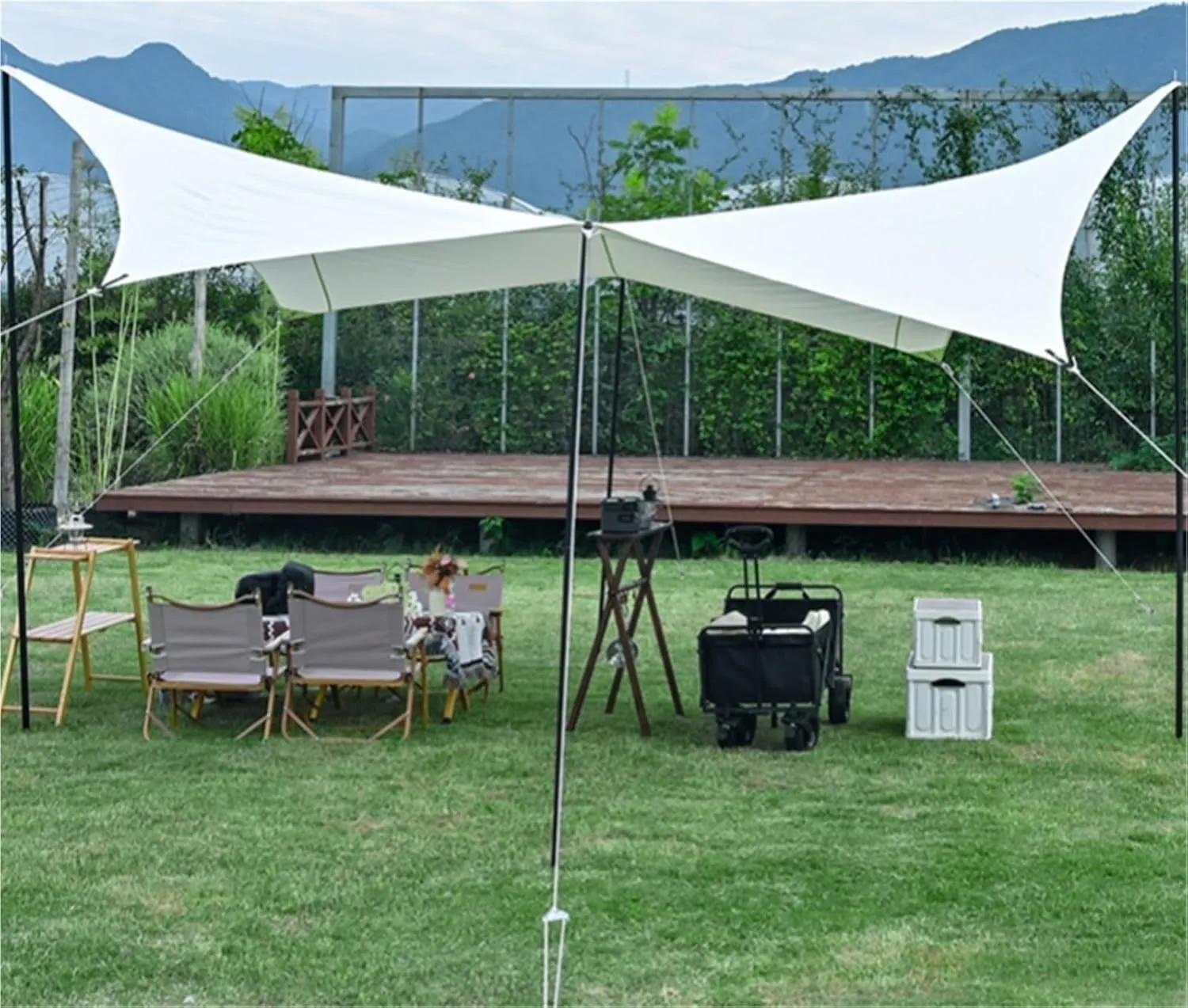 Outdoor Octagonal Canopy Camping Tent Picnic Rainproof Camping Awning(WhiteOxford)