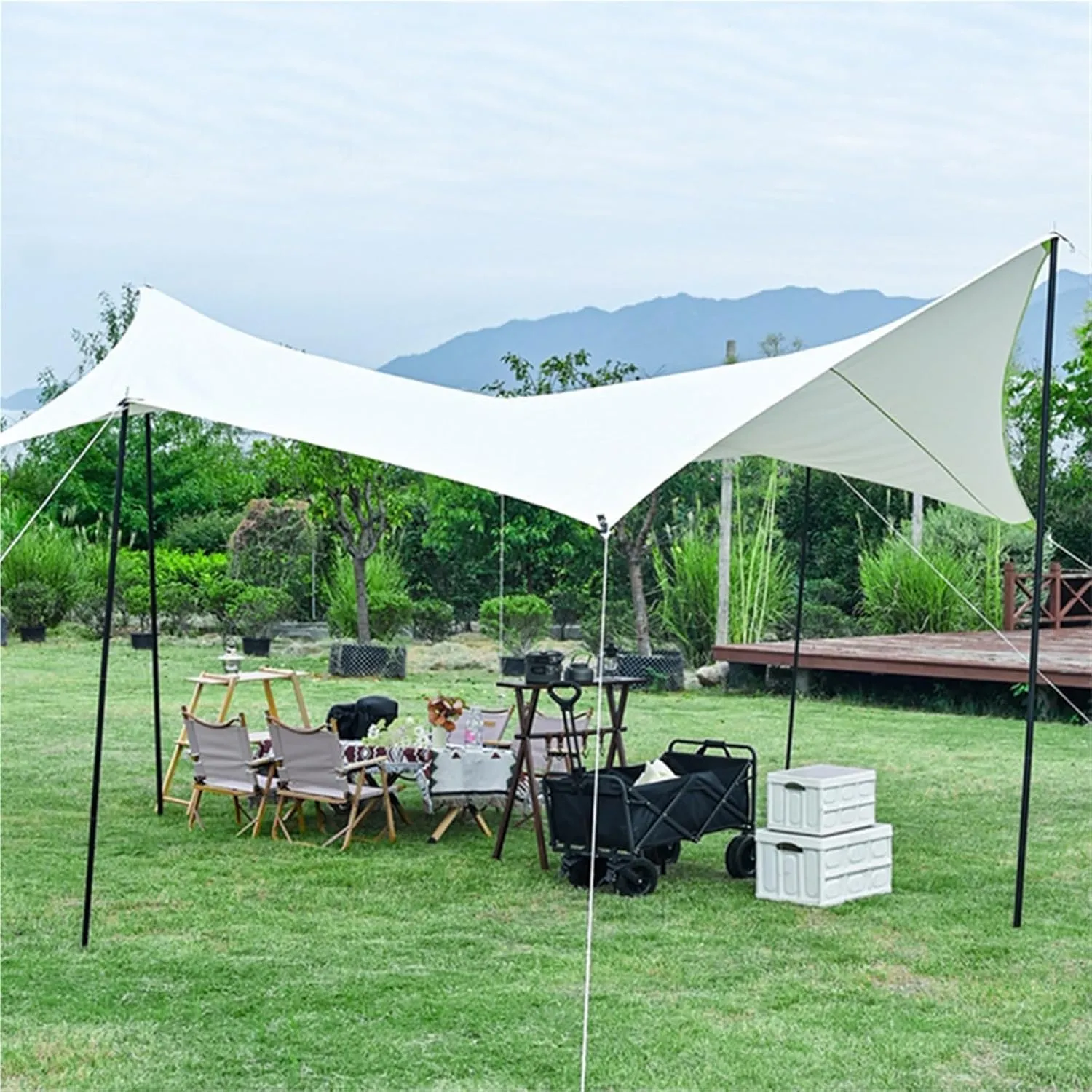 Outdoor Octagonal Canopy Camping Tent Picnic Rainproof Camping Awning(WhiteOxford)