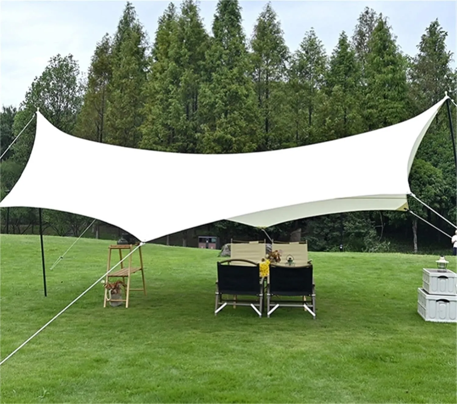 Outdoor Octagonal Canopy Camping Tent Picnic Rainproof Camping Awning(WhiteOxford)