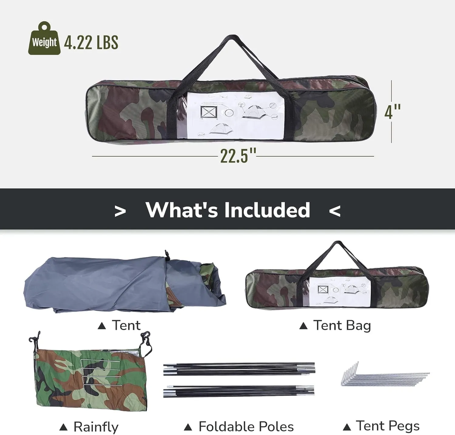 Outvita Camping Dome Tent, 1-4 Person Waterproof Windproof Easy Setup Spacious Family Tents with Carry Bag & Rain Fly for Hiking Backpacking Traveling Glamping Beach