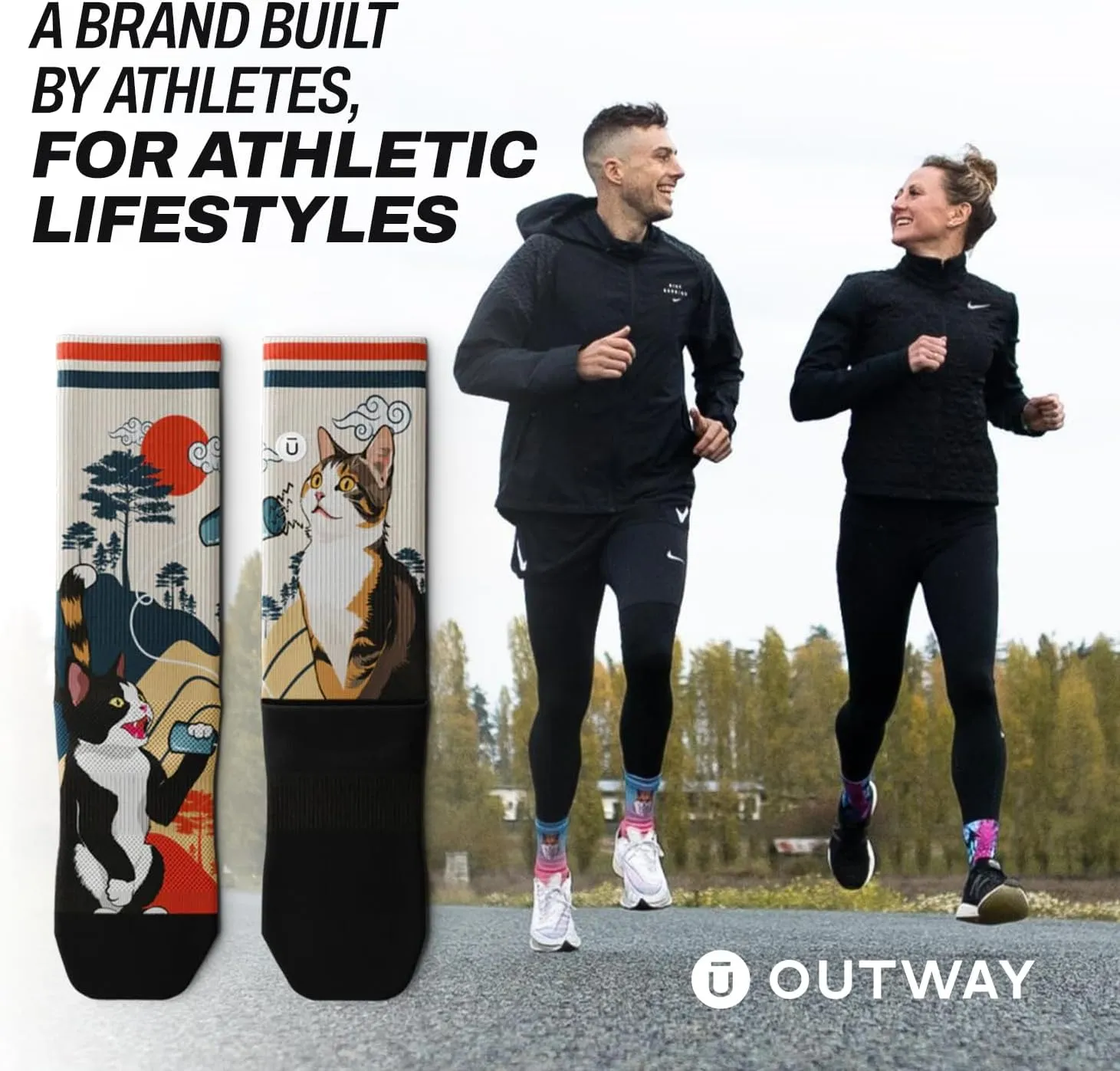 Outway Crew Socks for Men & Women, Breathable, Moisture-Wicking Athletic Socks with Arch Support, Colorful, Durable Blend