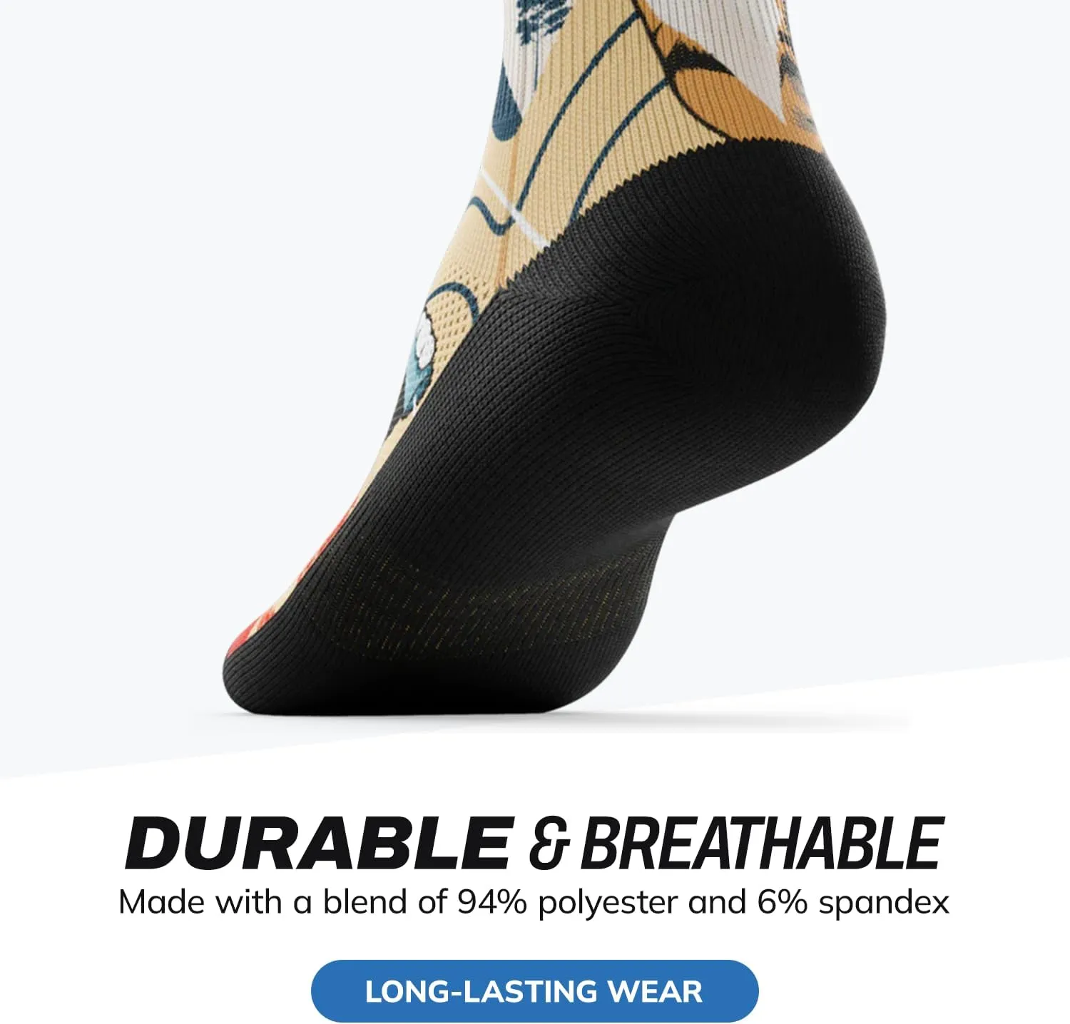 Outway Crew Socks for Men & Women, Breathable, Moisture-Wicking Athletic Socks with Arch Support, Colorful, Durable Blend