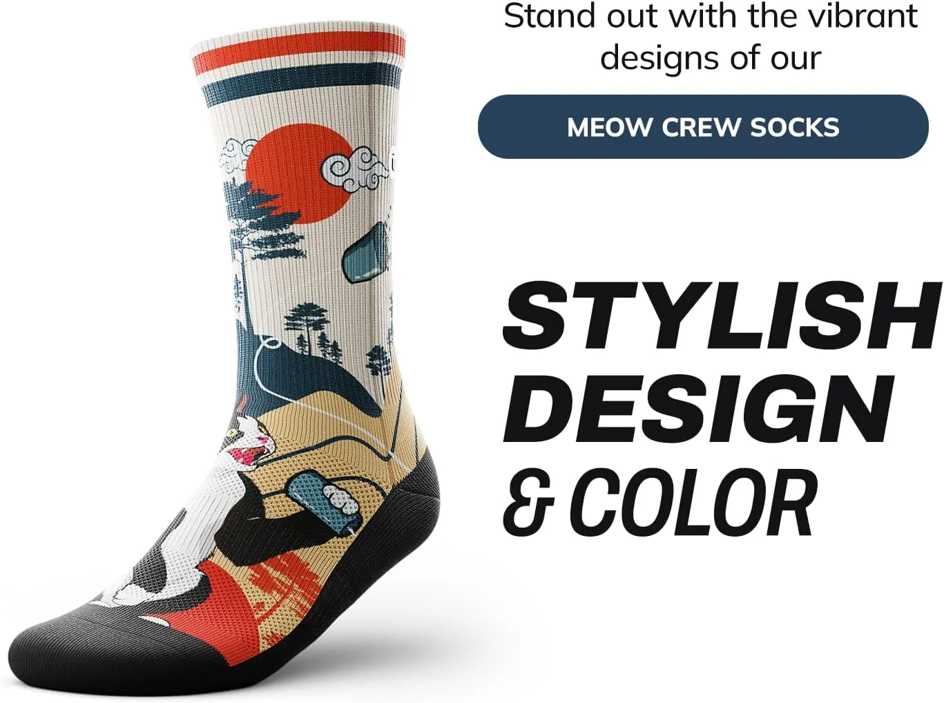 Outway Crew Socks for Men & Women, Breathable, Moisture-Wicking Athletic Socks with Arch Support, Colorful, Durable Blend
