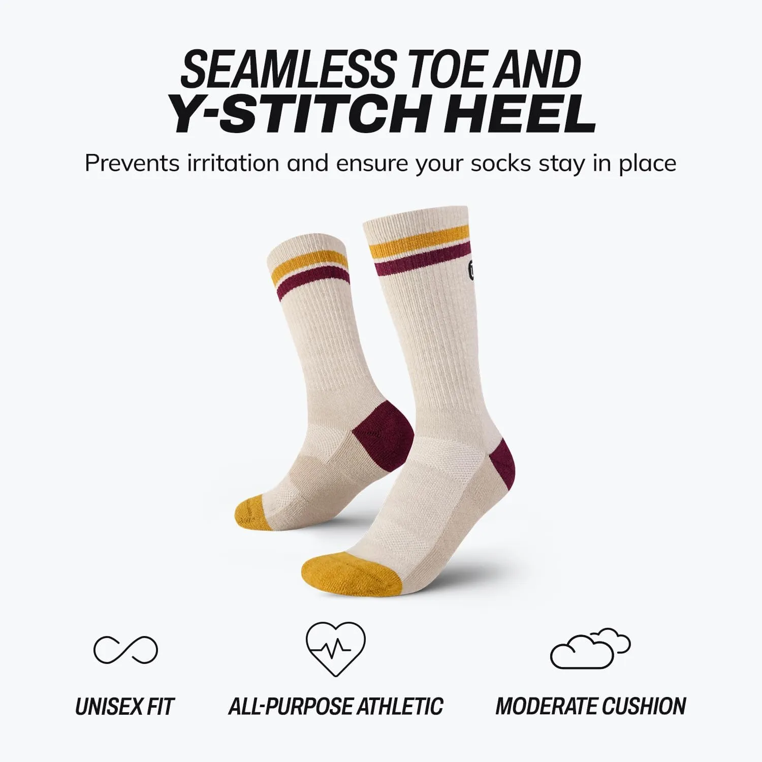 Outway Everyday Merino Wool Crew Socks, Moisture-Wicking Athletic Calf Socks with Arch Support for Women and Men