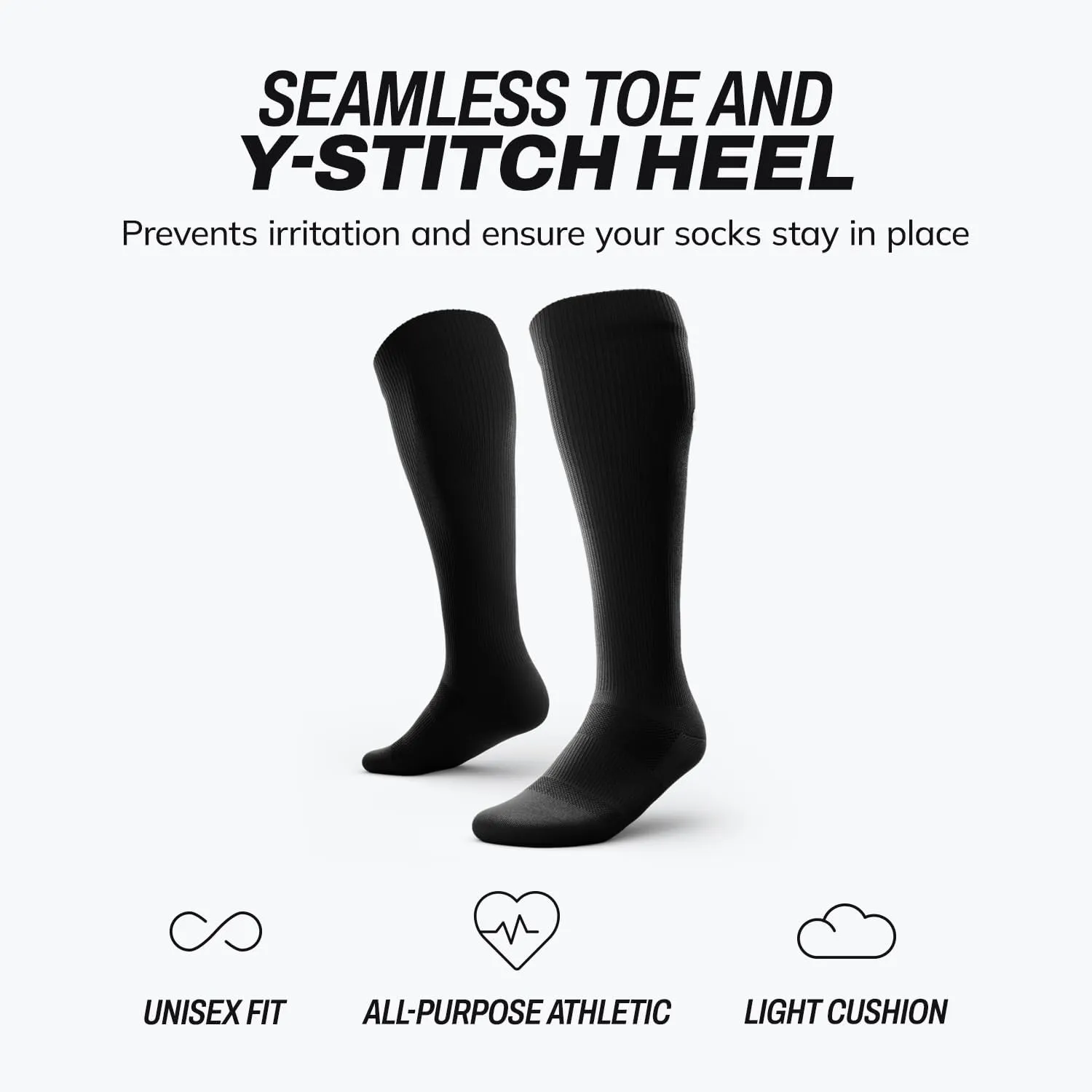Outway Flagship Black Knee High Compression Socks for Women and Men, Moisture-Wicking Athletic Tall Knee High Socks