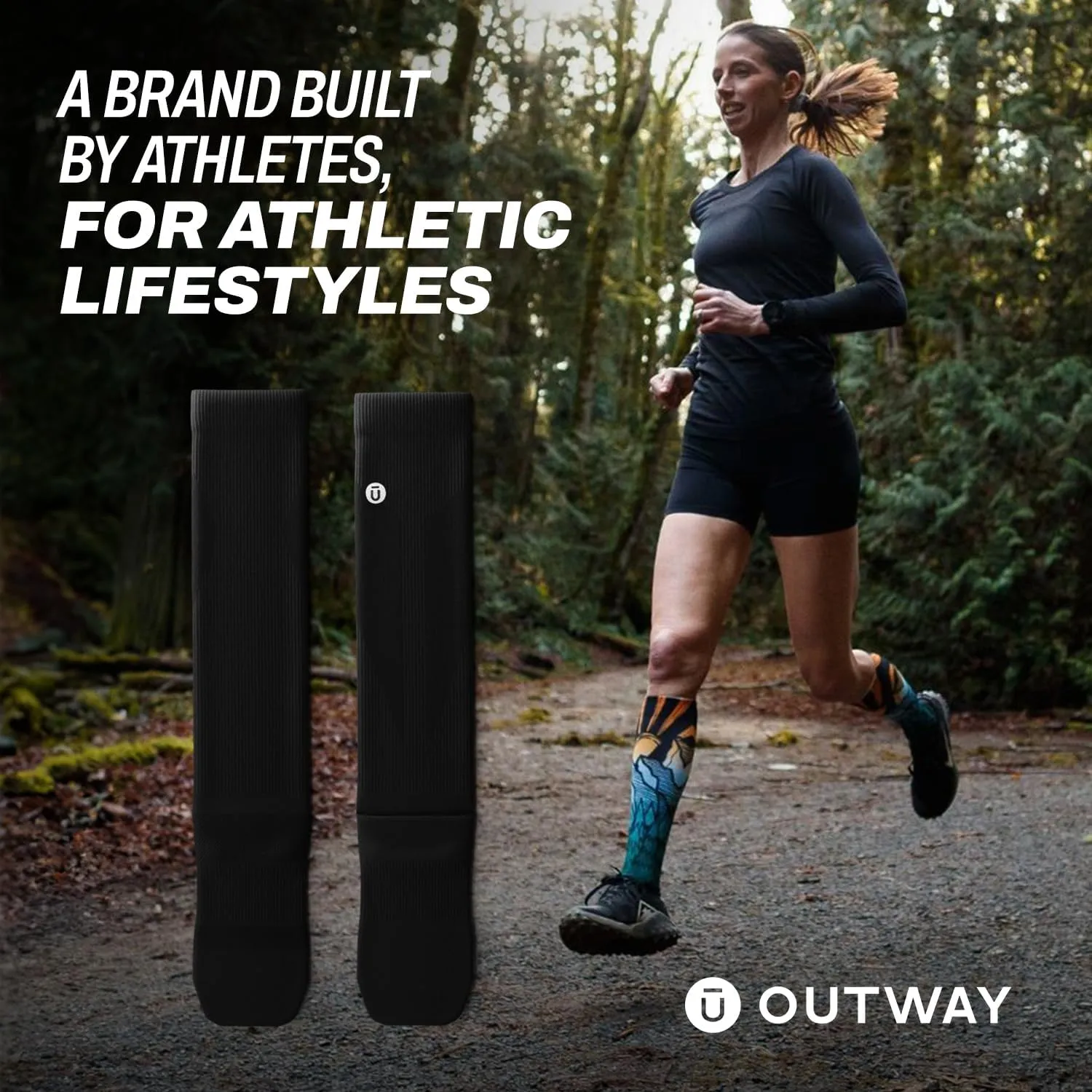 Outway Flagship Black Knee High Compression Socks for Women and Men, Moisture-Wicking Athletic Tall Knee High Socks