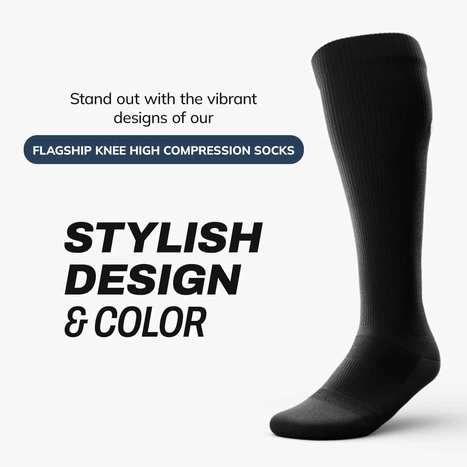 Outway Flagship Black Knee High Compression Socks for Women and Men, Moisture-Wicking Athletic Tall Knee High Socks