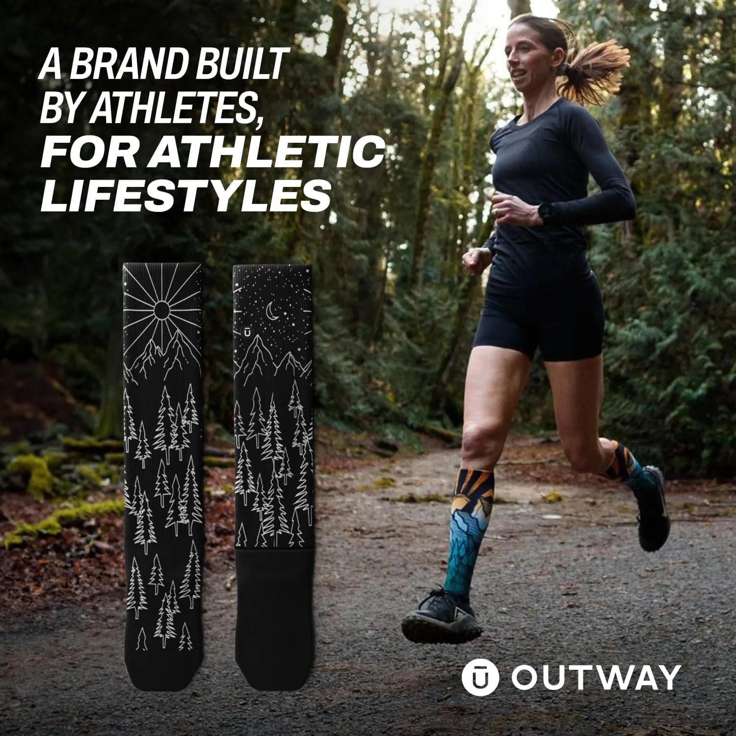 Outway Knee High Compression Socks for Men & Women, Moisture-Wicking Athletic Long Socks, Colorful and Comfortable Fit