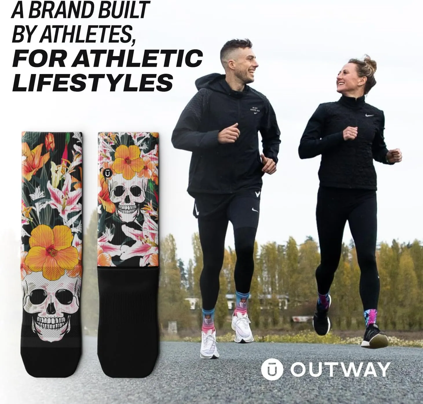 Outway Novelty Crew Socks for Men & Women, Breathable, Moisture-Wicking Athletic Calf Sock with Arch Support