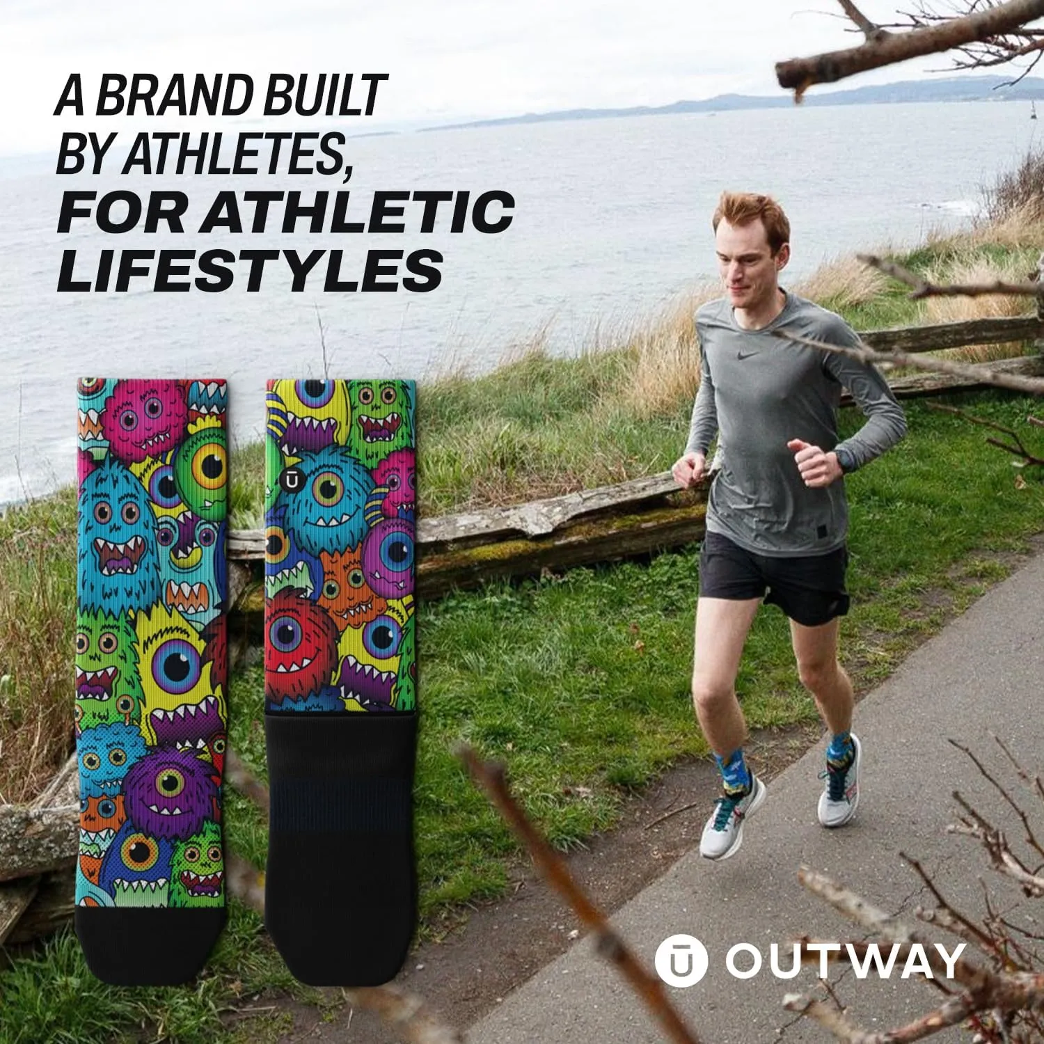 Outway Novelty Crew Socks for Men & Women, Breathable, Moisture-Wicking Athletic Calf Sock with Arch Support