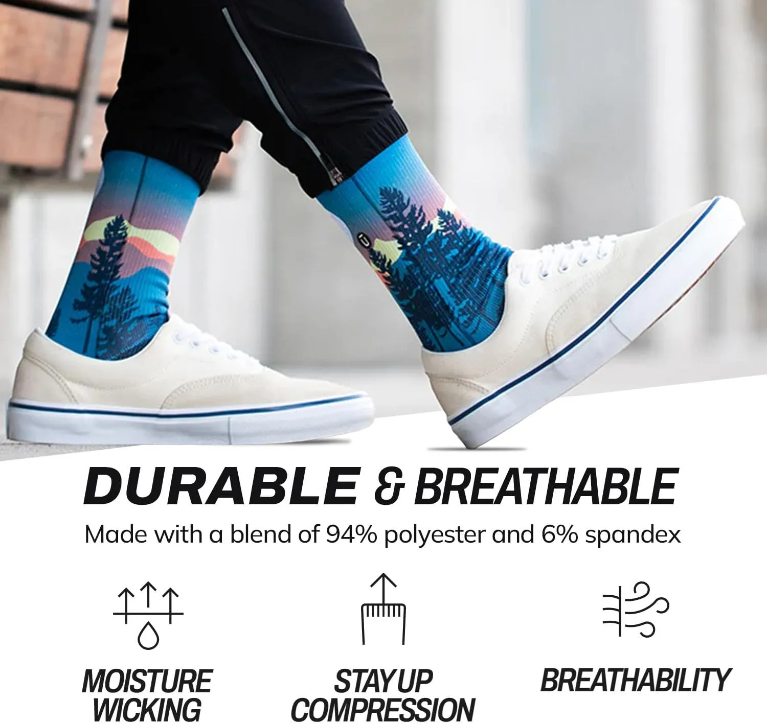 Outway Novelty Crew Socks for Men & Women, Breathable, Moisture-Wicking Athletic Calf Socks with Arch Support