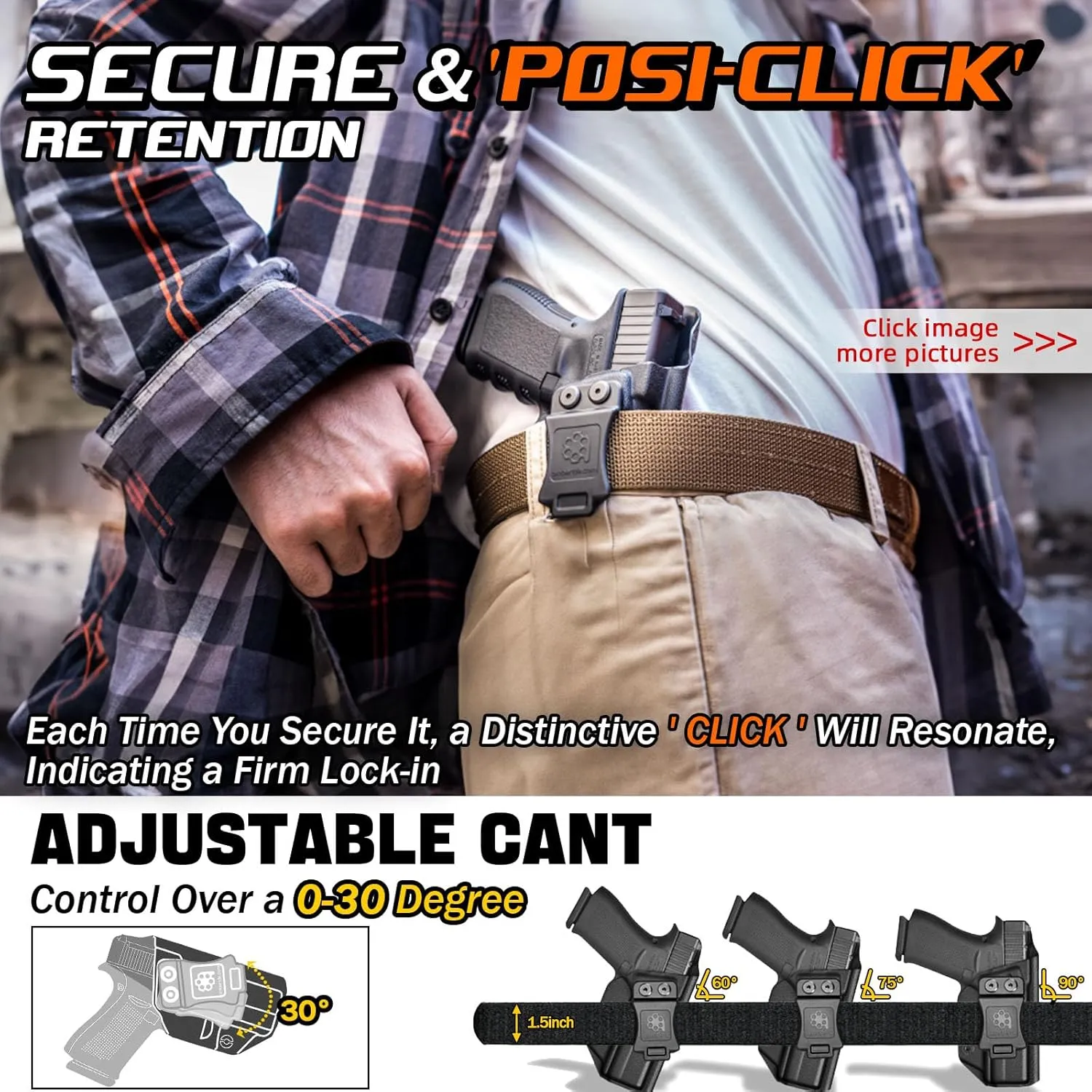 P320 Holster IWB Kydex Holster Custom Fit: Sig Sauer P320-M18/P320-Compact/P320-Carry Pistol – Inside Waistband Concealed Carry – Adjustable Cant & 'Posi-Click' Retention – No Wear No Jitter - US Made