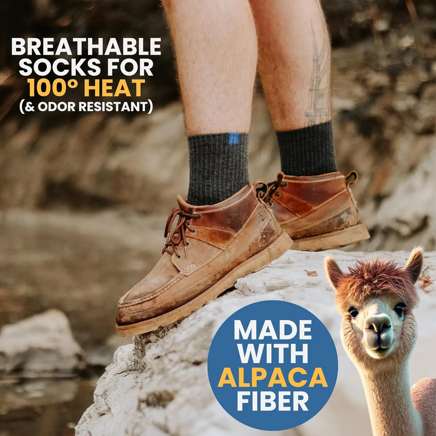 Pack of 6 Alpaca Wool Socks - Moisture Wicking, Temperature Regulating, Construction, Hiking & Activewear
