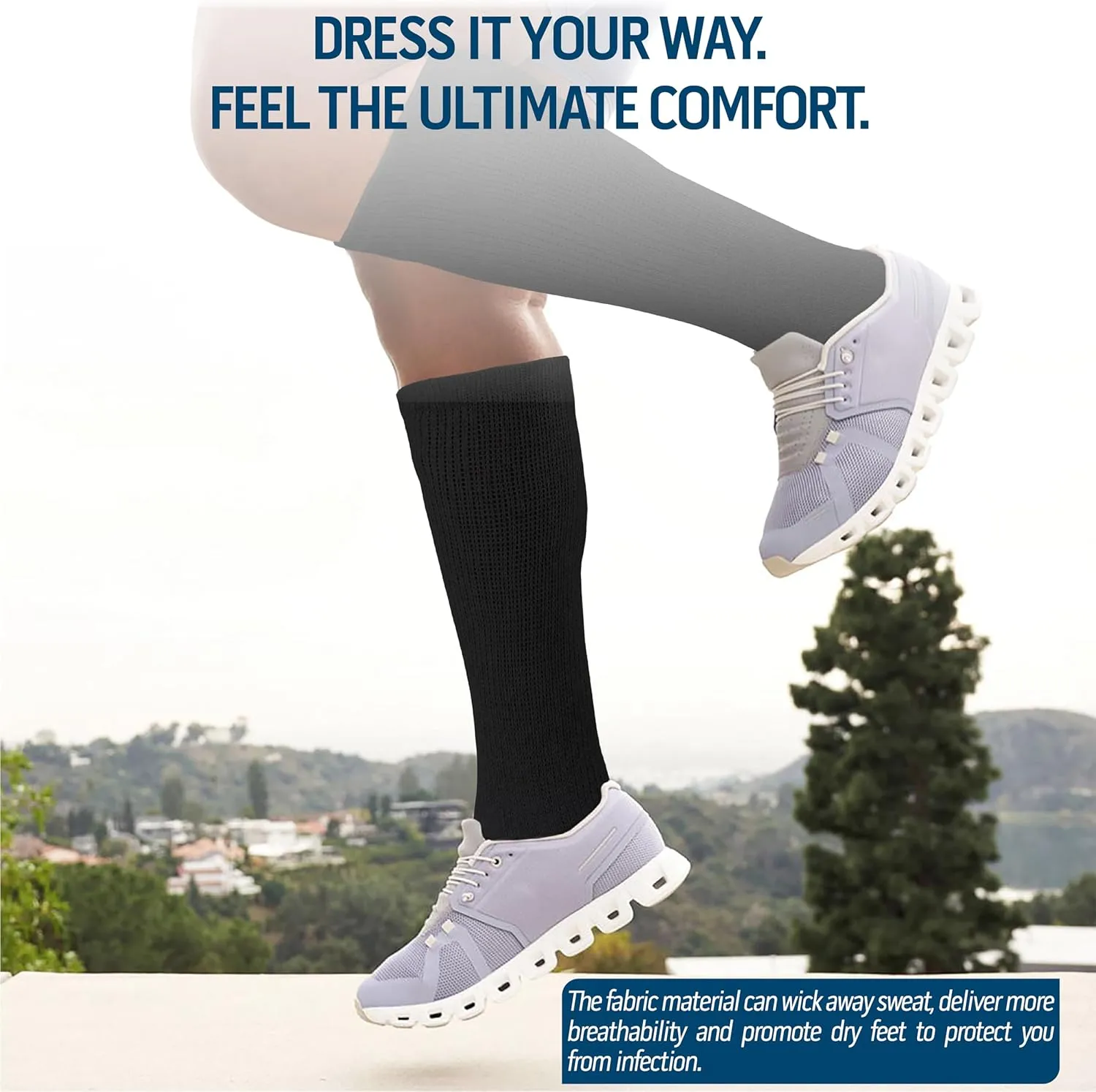 Pairs Diabetic Socks Over The Calf - Knee High Premium Cotton Socks Men's Size 10-13 Big & Tall Size 13-16