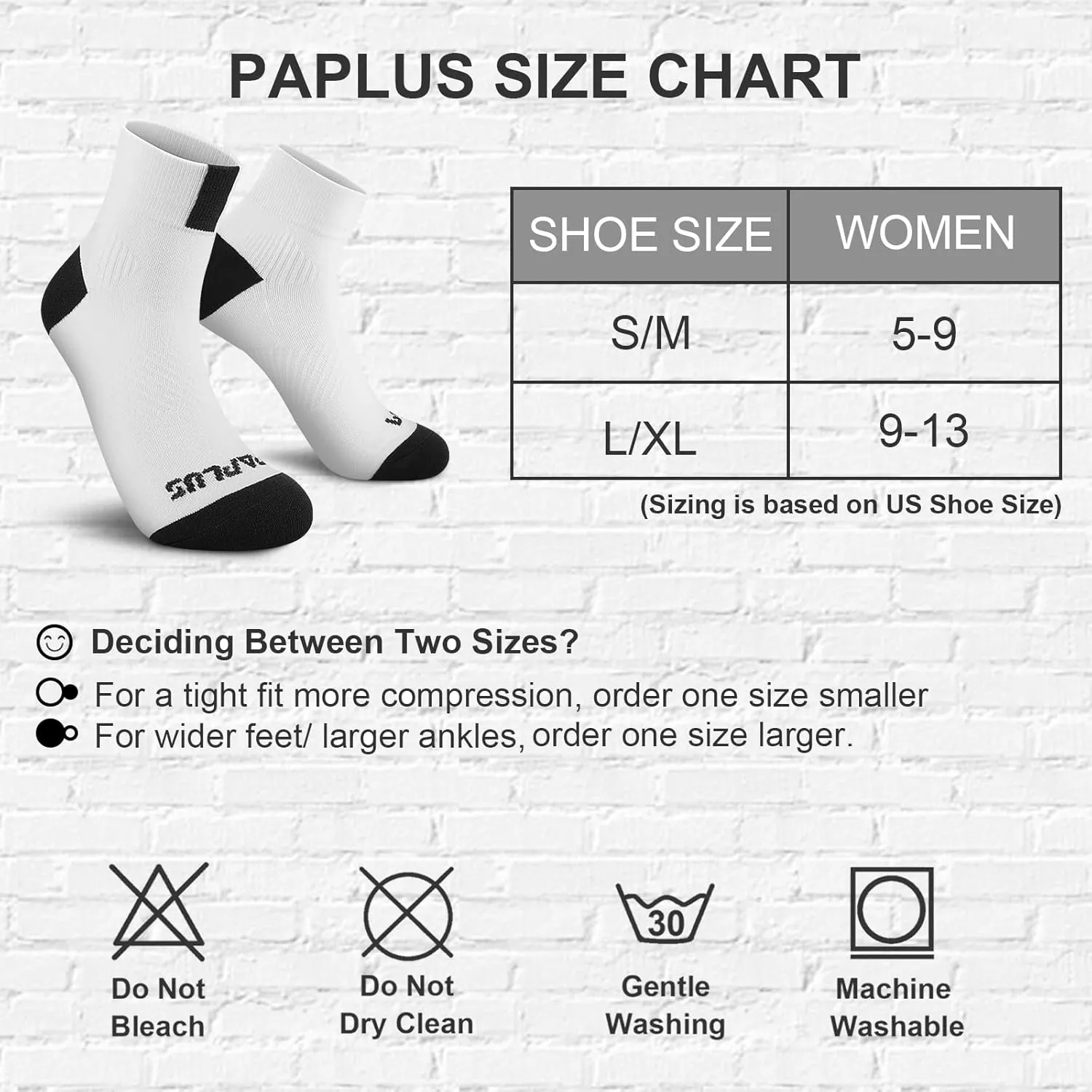 PAPLUS Ankle Compression Socks for Women 6 Pairs, Running Athletic Socks with Arch Support，Plantar Fasciitis Socks