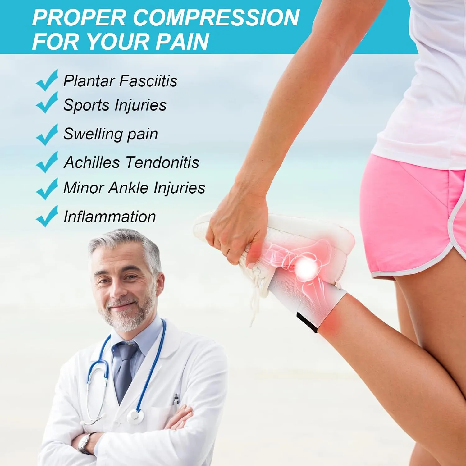 PAPLUS Ankle Compression Socks for Women 6 Pairs, Running Athletic Socks with Arch Support，Plantar Fasciitis Socks