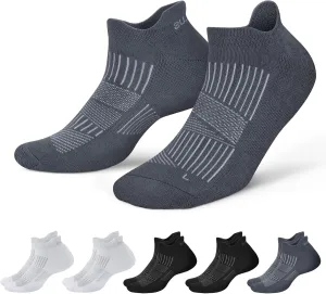 PAPLUS Ankle Running Socks 5 Pairs, Athletic Cushioned Anti-Blister Low Cut No Show Sports Socks for Men Women