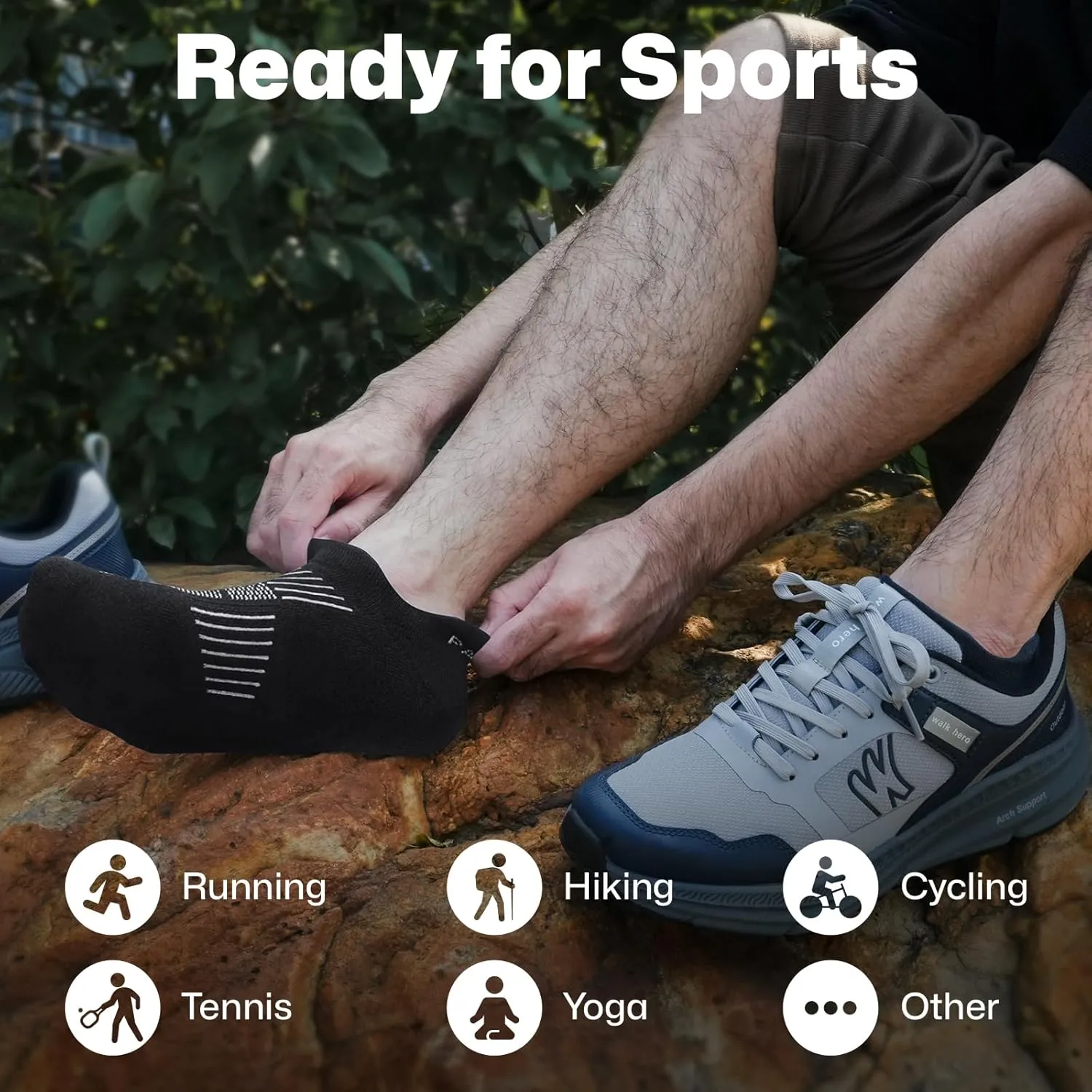 PAPLUS Ankle Running Socks 5 Pairs, Athletic Cushioned Anti-Blister Low Cut No Show Sports Socks for Men Women