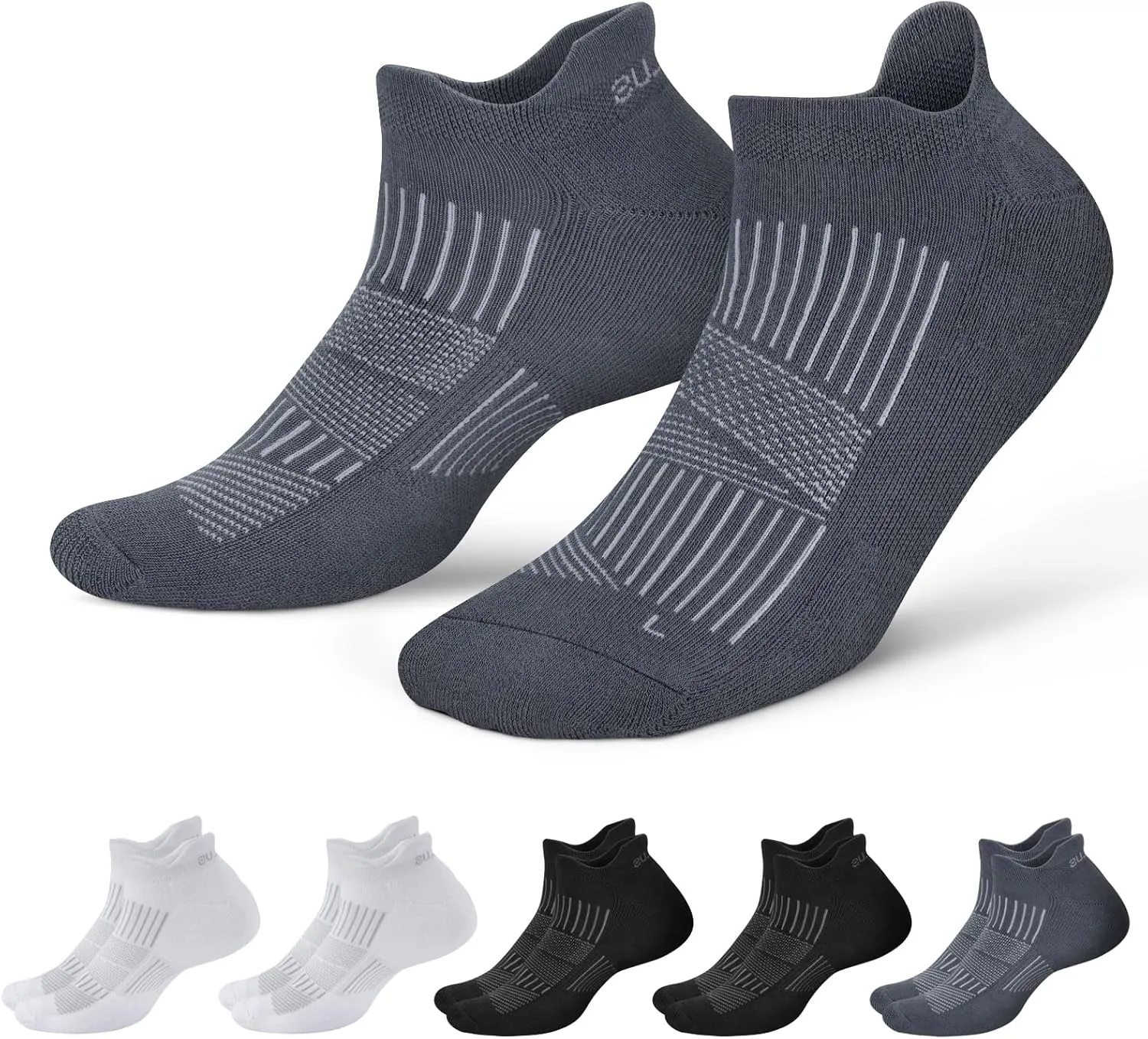 PAPLUS Ankle Running Socks 5 Pairs, Athletic Cushioned Anti-Blister Low Cut No Show Sports Socks for Men Women