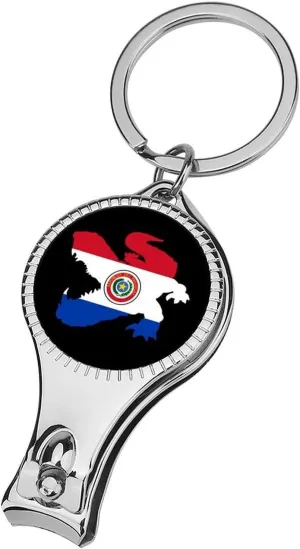 Paraguay Flag Crocodile Alligator Nail Clippers Fingernail Toenail Nails Cutter and File Bottle Opener with Keychain